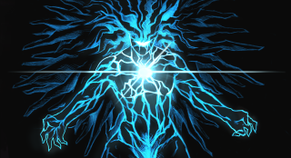 Blue white drawing man body - glowing free wallpaper