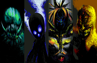 Alien creatures glowing eyes hair - a demon like face free wallpaper