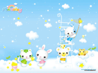 Little animals ladder snow stars - chiho aoshima free wallpaper