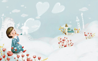 Girl hill castle sky hearts - a castle in the sky free wallpaper