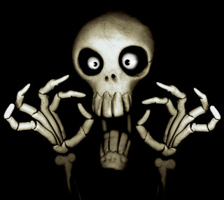 Skeleton two hands eyes face - spooky free wallpaper