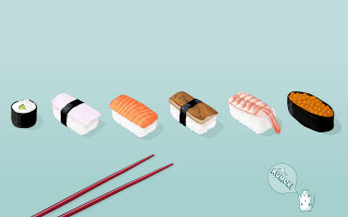 Sushi chopsticks cartoon character blue - digital art free wallpaper
