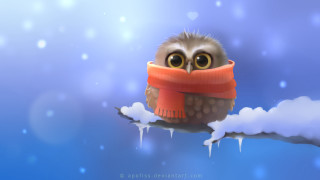Small owl scarf branch snow - a branch in the snow free wallpaper