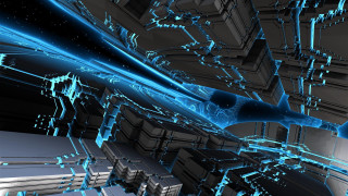 Futuristic abstract blue lines shapes - beeple free wallpaper