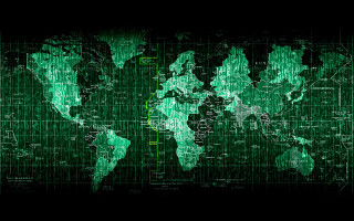 Green world map black background 2 - computer graphic free wallpaper