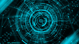 Blue black abstract background circular - cyberpunk art free wallpaper