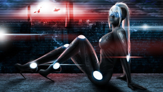 Cyberpunk afrofuturism astronaut glowing city - cyberpunk art free wallpaper