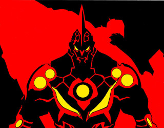 Stylized man yellow eyes red - benjamin marra free wallpaper