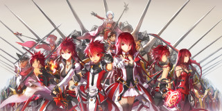 Anime characters swords pile holding - a group of anime characters free wallpaper