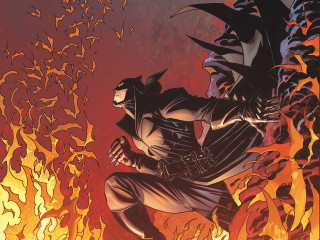 Batman standing fire hands hips - alan davis free wallpaper