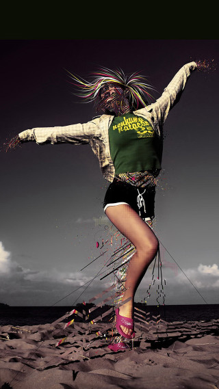 Beach woman trick arms outstretched - the beach free wallpaper