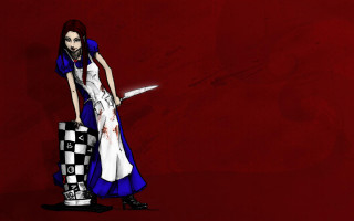 Alice bloodied knife checkered luggage - madhouse free wallpaper