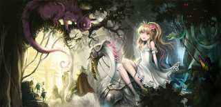 Girl horse forest dragon demon - a demon in the background free wallpaper