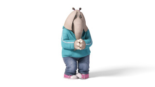 Cartoon elephant head up trunk - promotional image free wallpaper