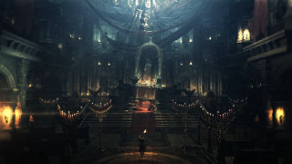 Man dark room chandelier staircase - bloodborne free wallpaper