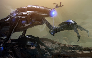 Sci fi robot battle desert - a sci free wallpaper