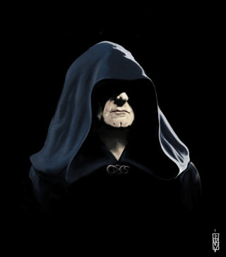 Hooded man black eyes white - a white circle free wallpaper