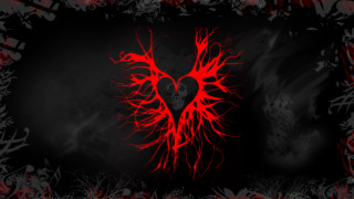 Red heart black background red - lovecraftian free wallpaper