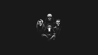 Black white three people skull - their chest free wallpaper