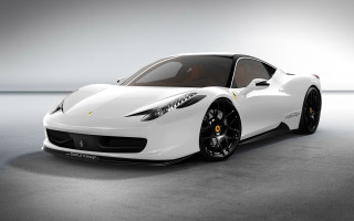 White sports car gray background - the front wheel free wallpaper