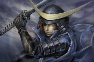 Man helmet sword cloudy sky - a man in a helmet holding free wallpaper