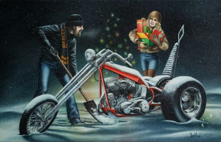 Man woman motorcycle gift present - present free wallpaper