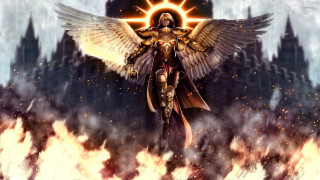Person wings halo painting artwork 2 - a painting of a person free wallpaper
