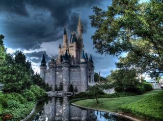 Castle reflection water cloudy sky 2 - a reflection free wallpaper