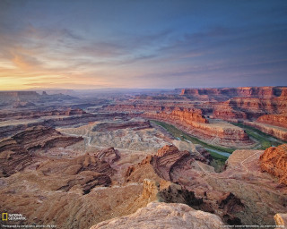 Canyon river sunset clouds view - a view of a canyon free wallpaper