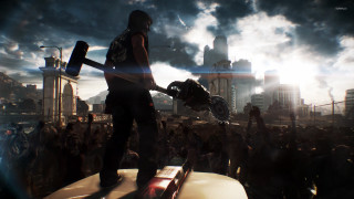 Motorcycle person city crowd darksky - apocalypse free wallpaper