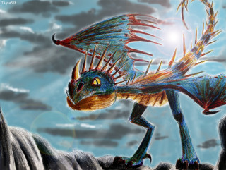 Colorful lizard with wings rock - dragon art free wallpaper