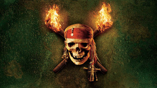 Skull pirate hat burning torches 2 - a skull free wallpaper