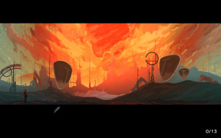 Man fire sky giant object - a painting of a man free wallpaper