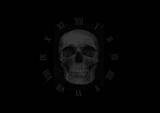 Skull roman numerals clock back - damien hirst free wallpaper