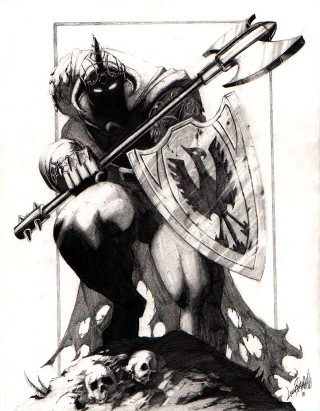 Man sword shield back drawing - a skull free wallpaper