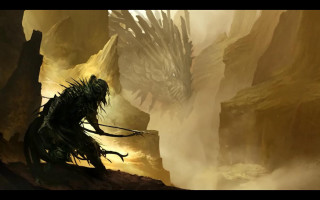 Dragon sword man suit sword - epic fantasy free wallpaper