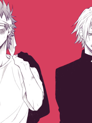 Anime 2boys blood lineart schooluniform - blood free wallpaper