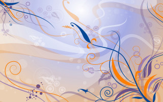 Blue orange abstract swirls bubbles - vibrant color line free wallpaper