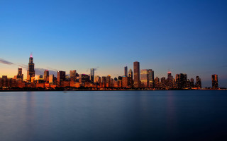 City skyline water dusk blue - dusk free wallpaper