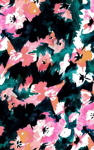 Pink flowers black background green - a white border free wallpaper