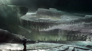 Man snowy landscape giant structure - a snowy landscape free wallpaper