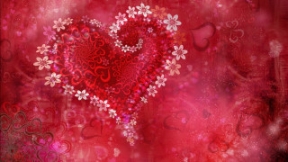Red heart white flowers background - araceli gilbert free wallpaper