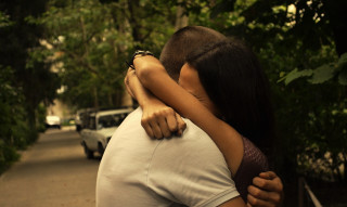 Romantic embrace street cars nature - evaline ness free wallpaper
