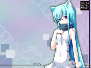 Anime girl blue hair cat - blue hair and a cat ears free wallpaper