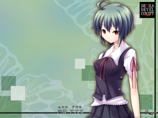 Anime girl blue hair black 3 - blue hair free wallpaper