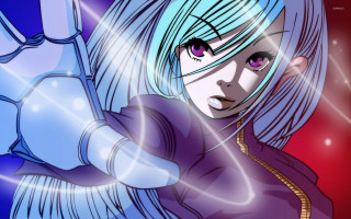 Woman blue hair sword red 2 - eizan kikukawa free wallpaper