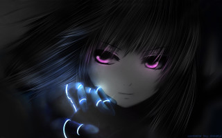 Girl pink eyes cell phone - a creepy look free wallpaper