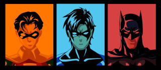 Batman characters colored faces group - a pop art painting free wallpaper