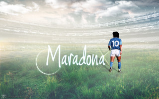 Soccer player field maradona words - blender and photoshop free wallpaper
