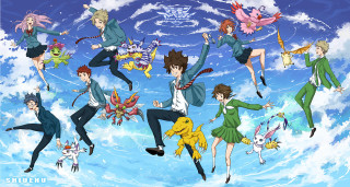 People anime characters sky clouds - a group of people free wallpaper